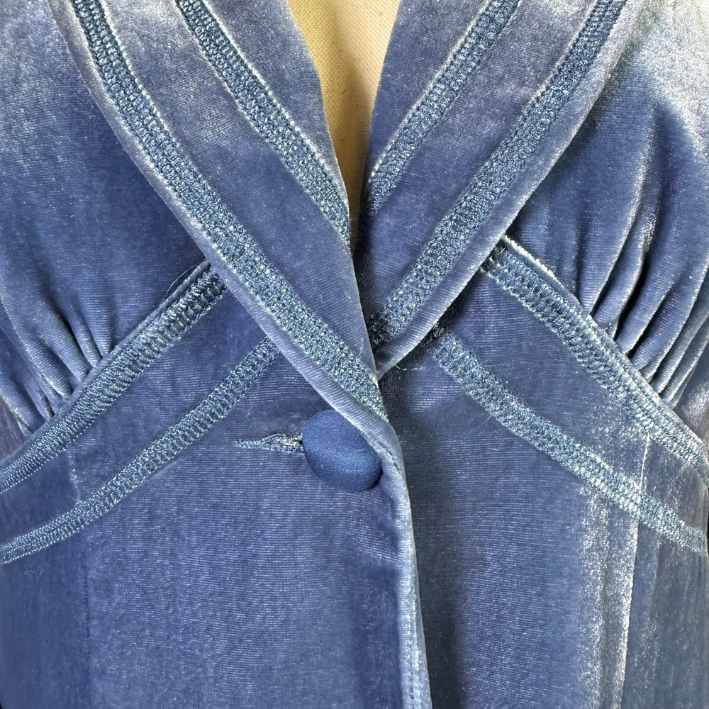 Laundry by Shelli Segal Blue Silk Blend Velvet Blazer Jacket Size 8 J5619 - Picture 4 of 11